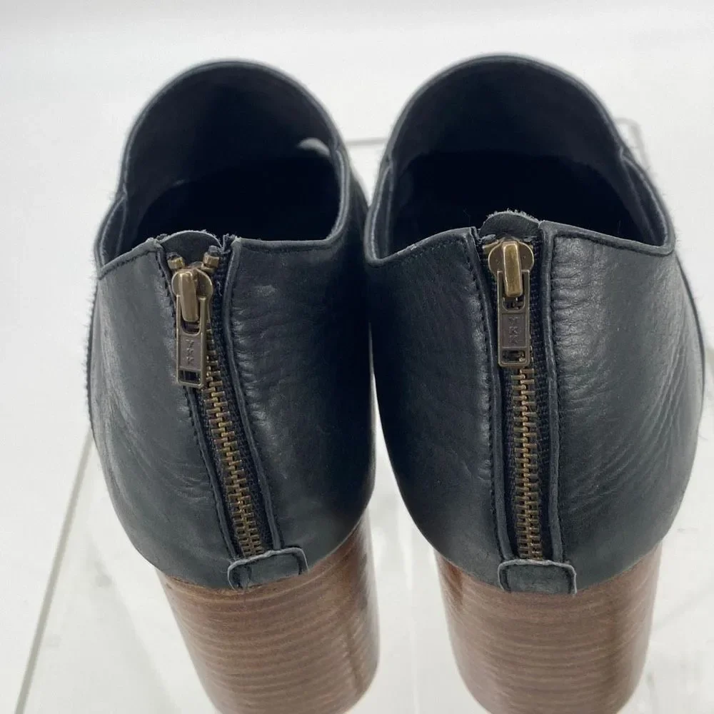 ELF Rain Kiss Leather Stacked Heel Booties Shoes Black Size 12 - Picture 10 of 16